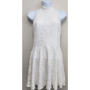 Bear Dance White Lace Overlay Sleeveless Fit N Flare Mini Dress Small Lined